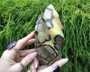 SOLD OUT ~ Reserved for Sharon ~ Payment 5 of 5 ~ Septarian Dragon Stone Large 2 Lb. 9 oz. Flame ~ 6" Tall ~ Sparkling Crystal Display