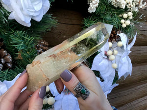 Citrine Wand High Altitude Himalayan Quartz Large 10.6 oz. Crystal Point ~  6 1/2" Long ~ Stunning Yellow Transparent Color ~ Museum Quality