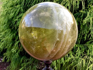 Citrine Crystal Ball Large 7 lb. 7 oz. Quartz Sphere ~ 5" Wide ~ Beautiful Golden Banded, Stunning, Shimmery, Sparkling Gold Inclusions