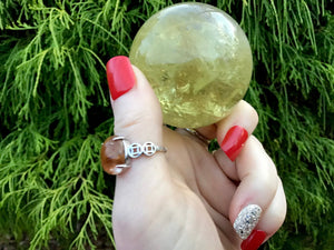 Citrine Crystal Ball Clear Quartz Large 7.9 oz. Sphere ~ 2" Wide ~ Sparkling Silver Inclusions ~ Altar Reiki Display ~ Fast & Free Shipping