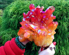 Load image into Gallery viewer, Aura Quartz Crystal Large 6 Lb. 8 oz. Cluster ~ 8&quot; Long ~ Sparkling Pink &amp; Bright Orange ~ Dazzling Iridescent Colors ~ Reiki Altar Display