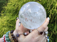Load image into Gallery viewer, Clear Quartz Crystal Ball Large 3 Lb. 11 oz. Polished Sphere ~ 4&quot; Wide ~ Beautiful Display ~ Stunning Sparkling Silver &amp; Rainbow Inclusions