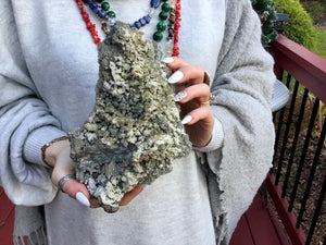 Fluorite, Calcite & Sparkling Golden Pyrite 5 Lb. Crystal Cluster ~ 8“ Long ~ Sparkling Matrix ~ Sacred Geometry Formation ~ Fast Shipping