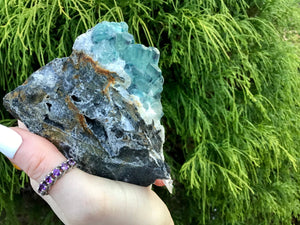 Fluorite Crystal Blue & Purple Big 8.7 oz. Cluster ~ 3 1/2“ Long ~ Sparkling White Matrix ~ Sacred Geometry Formation ~ Fast ~ Free Shipping