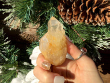 Load image into Gallery viewer, Clear Quartz Tibetan Elestial 3 oz. Crystal Wand ~ 2 1/2&quot; Long Golden Healer Sparkling Inclusions ~ Meditation Handheld ~ Fast Free Shipping