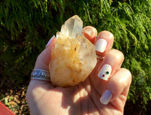 Load image into Gallery viewer, Clear Quartz Tibetan Elestial 3 oz. Crystal Wand ~ 2 1/2&quot; Long Golden Healer Sparkling Inclusions ~ Meditation Handheld ~ Fast Free Shipping