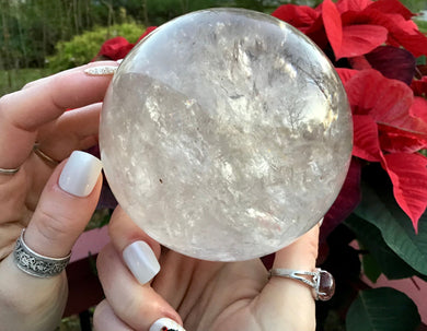 Clear Quartz Crystal Ball 2 Lb. 9 oz. Polished Sparkling Sphere  ~ 3
