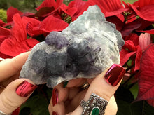Load image into Gallery viewer, Fluorite Crystal Large 9.4 oz. Cluster ~ 4“ Long ~ Rare Purple Colors ~ Sparkling Matrix ~ Sacred Geometry Formation ~ Fast &amp; Free Shipping