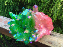 Load image into Gallery viewer, Angel Aura Quartz Crystal Large 8 Lb. 14 oz. Cluster ~ 8&quot; Long ~ Electric Pink &amp; Green Rainbow Iridescent Sparkling Points ~ Fast Shipping
