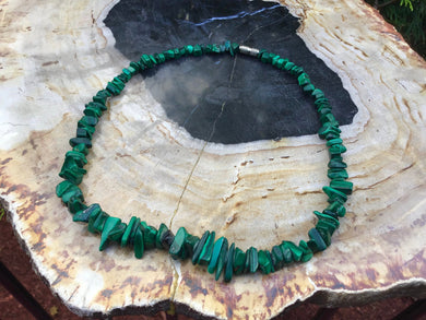 Vintage Malachite Necklace ~ 16" Long ~ Genuine Gemstones ~ Crystal Goddess Sacred Adornment ~ Fast & Free Shipping