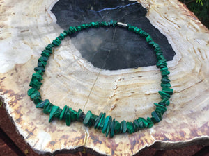 Vintage Malachite Necklace ~ 16&quot; Long ~ Genuine Gemstones ~ Crystal Goddess Sacred Adornment ~ Fast & Free Shipping