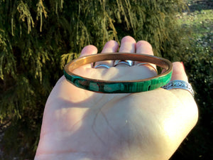 Malachite Bangle Bracelet .6 oz. Hand Made In Africa ~ Beautifully Polished Stone & Copper ~ Stunning Green Mineral Crystal Vintage Jewelry