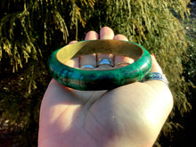 Load image into Gallery viewer, Malachite Bangle Bracelet 2.9 oz. Hand Made In African ~ Beautifully Polished Stone &amp; Brass ~ Stunning Green Mineral Crystal Vintage Jewelry