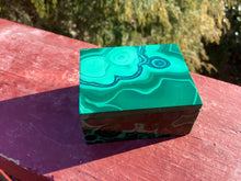 Load image into Gallery viewer, Vintage Malachite Jewelry Box With Lid~ 2&quot; Long ~ Handmade From Russia ~ Polished Display Specimen ~ Swirling Green &amp; Black Bullseye Pattern