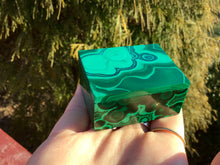 Load image into Gallery viewer, Vintage Malachite Jewelry Box With Lid~ 2&quot; Long ~ Handmade From Russia ~ Polished Display Specimen ~ Swirling Green &amp; Black Bullseye Pattern