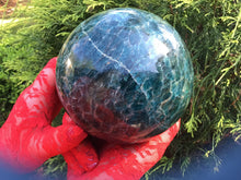 Load image into Gallery viewer, SOLD OUT ~ Reserved for Michael ~ Payment 6 of 6 ~ Blue Apatite Crystal Ball Large 4 Lb. 15 oz. Polished Sphere ~ 4 1/2&quot; Wide ~ Beautiful