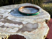 Load image into Gallery viewer, Malachite Bangle Bracelet .6 oz. Hand Made In Africa ~ Beautifully Polished Stone &amp; Copper ~ Stunning Green Mineral Crystal Vintage Jewelry