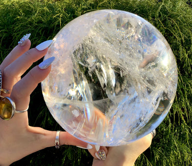 Clear Quartz Crystal Ball 13 Lb. 15 oz. Ultra Sparkling Polished Sphere ~ 6