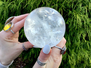 Clear Quartz 1 Lb. Crystal Ball ~ 2 1/2" Wide Translucent Sphere ~ Red Sand Inclusions ~ Reiki, Altar, Feng Shui Display Fast Shipping