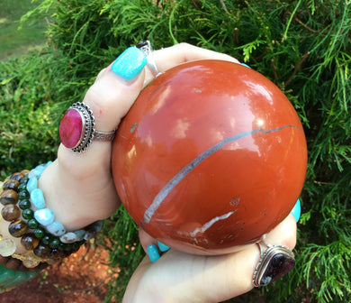 Red Jasper Crystal Ball  Large 3 Lb. Quartz Sphere ~ 4