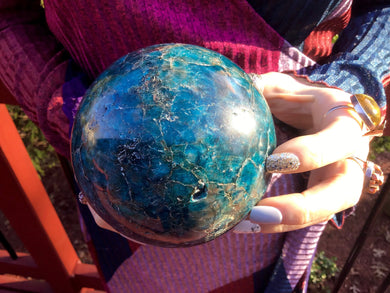 Apatite Crystal Ball Large 3 Lb. 11 oz. Polished Deep Blue Sphere ~ 3