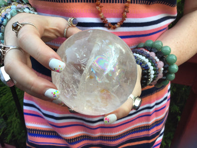 Crystal Ball Clear Quartz Large 2 Lb. Polished Sphere ~ 3 1/2