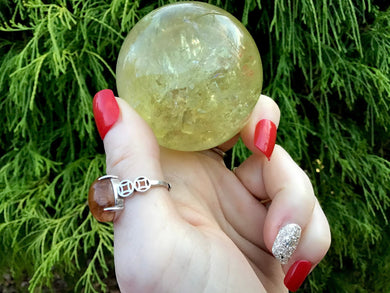 Citrine Crystal Ball Clear Quartz Large 7.9 oz. Sphere ~ 2