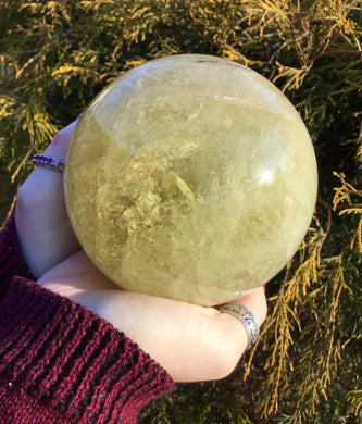 Citrine Clear Quartz Crystal Ball Large 4 lb. Beautiful Sphere ~ 4