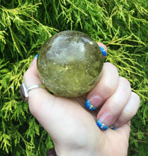 Load image into Gallery viewer, Citrine Golden Yellow 9.9 oz. Crystal Ball ~ 2&quot; Wide  Polished Sphere ~ Sparkling Smokey Inclusions Phantom Prisms ~ Altar, Reiki Display