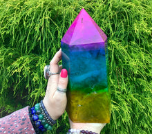 Load image into Gallery viewer, Rainbow Aura Fluorite Crystal Large 8 lb. 6 oz. Generator ~ 9&quot; Tall ~ Massive ~ Rainbow Pink, Blue, Green Yellow Colors ~ Fast Free Shipping