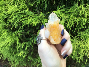 Elestial Crystal 2.3 oz. Wand ~ 2 1/2" Long ~ Clear Quartz Golden Healer Meditation, Handheld Size ~ Sparkling Inclusions ~ Fast Shipping