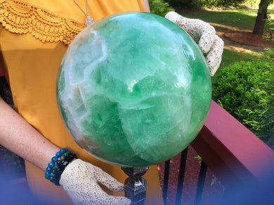 Fluorite Quartz Crystal Ball Massive 39 lb. Polished Sphere ~ 8 1/2