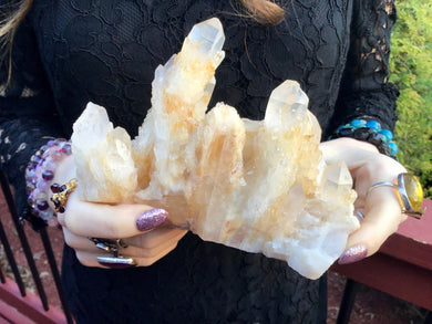 Elestial Golden Healer Clear Quartz Crystal Large 1 lb. 12 oz. Cluster ~ 5